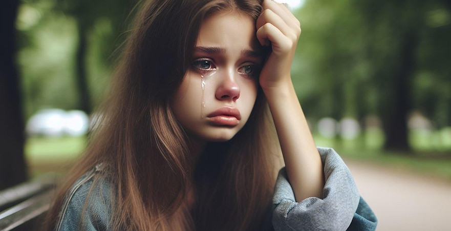 Adolescente chorando