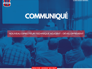 Communiqué : Directeur Technique Adjoint - Développement