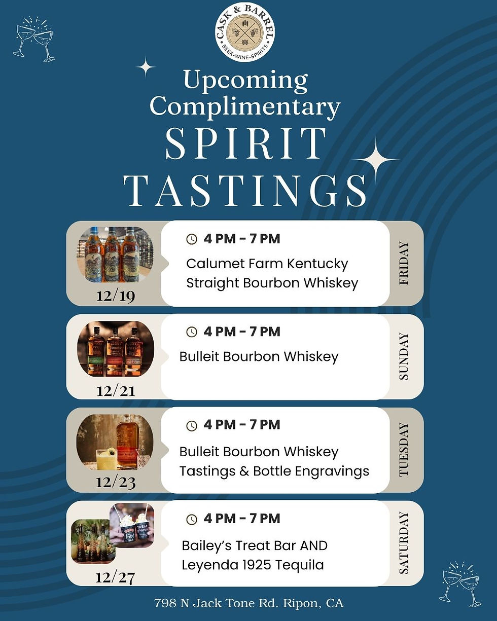 Monthly Complimentary Spirit Tastings - RSVP Not Required!