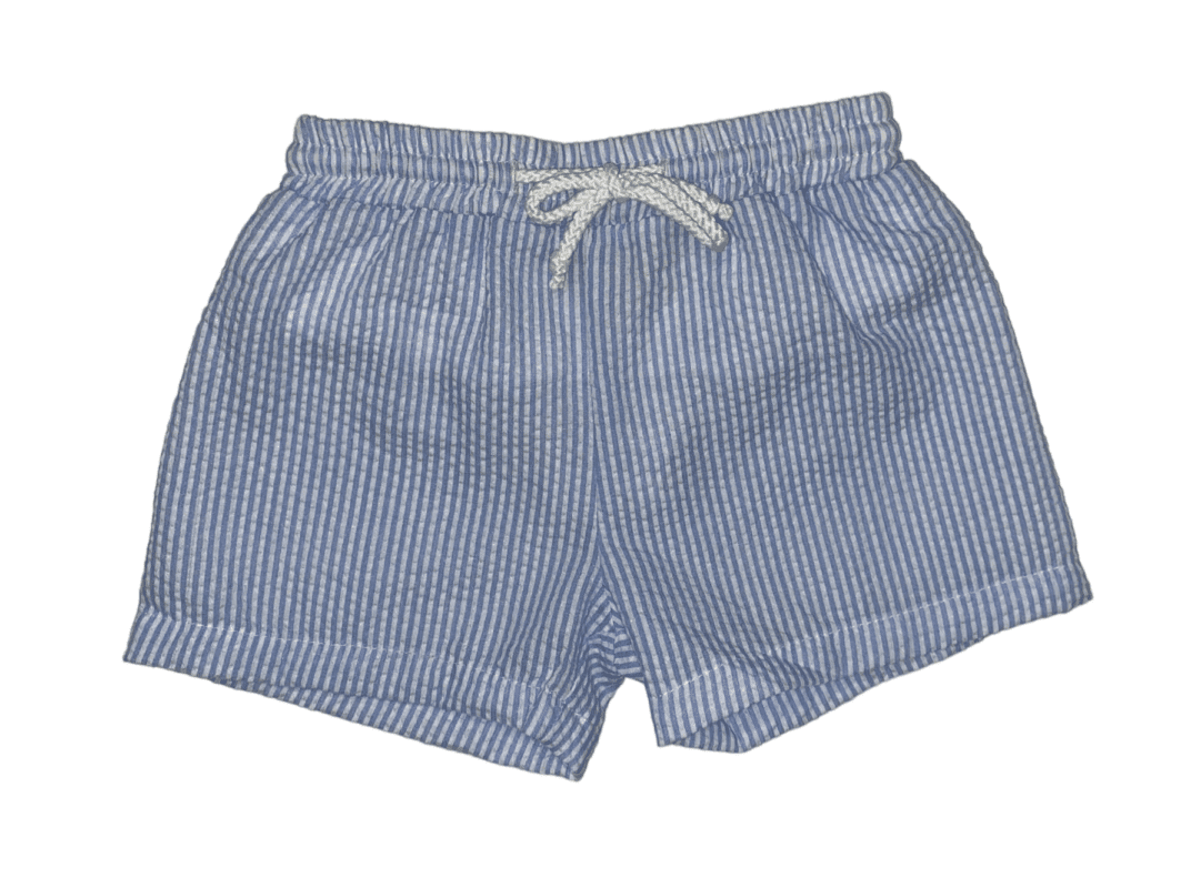 Swim Trunks- Blue Stripe Seersucker