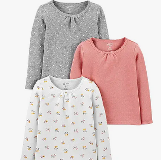 Simple Joys by Carter's Girls' Long-Sleeve Shirts, Pack of 3