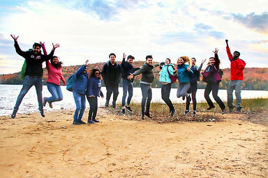 Jumping picture of people on the beach