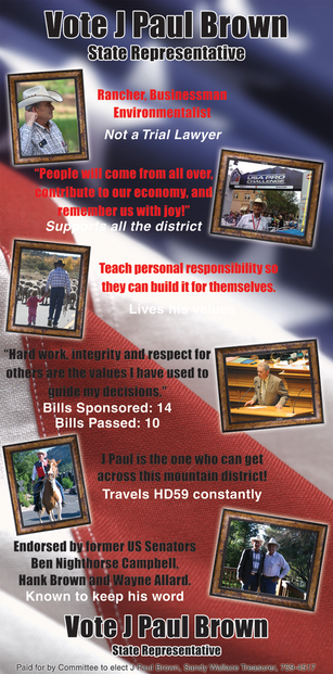 Full page newspaper ad for a local official