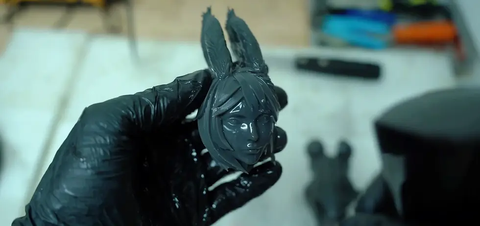 Tête de la figurine de Viera de Final Fantasy XIV imprimé en 3D.