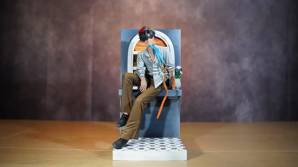 figurine kazui Mukuhara milgram sur une fenêtre en résine peint à la main