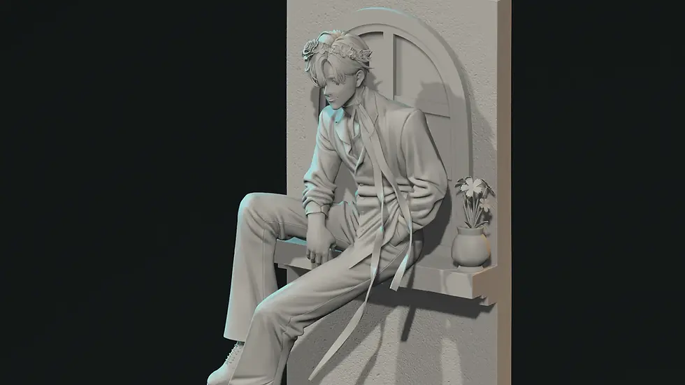 Modélisation de la figurine de Kazui du manga Milgram