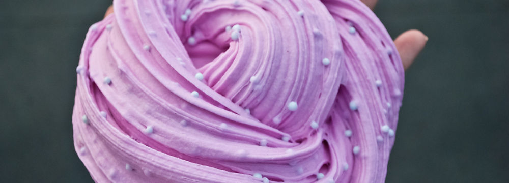 Fluffy purple sensory slime from a Slime Lab Workshop.