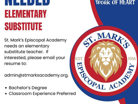 Elementary substitute teacher needed! Please repost and pass the message.