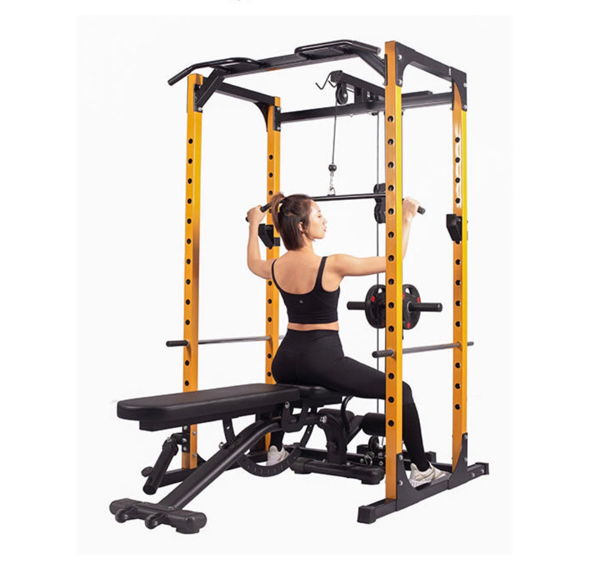 Multi Power Rack Smith Machine with Bench, Bar and Plates