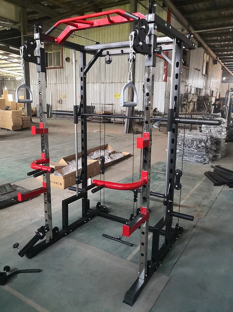 Thumbnail: Smith Machine Cage System Home Gym Multifunction Rack with Bench and Barbell Set