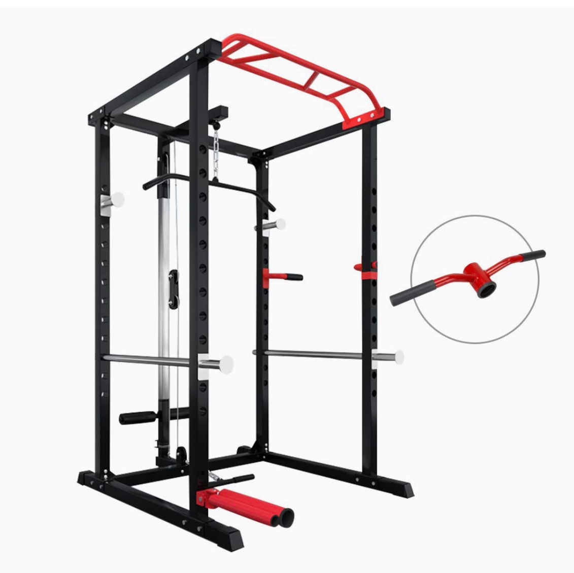 1000 lbs Light Commercial Weight Cage with LAT Pull-Down Pulley System, 360 Degr