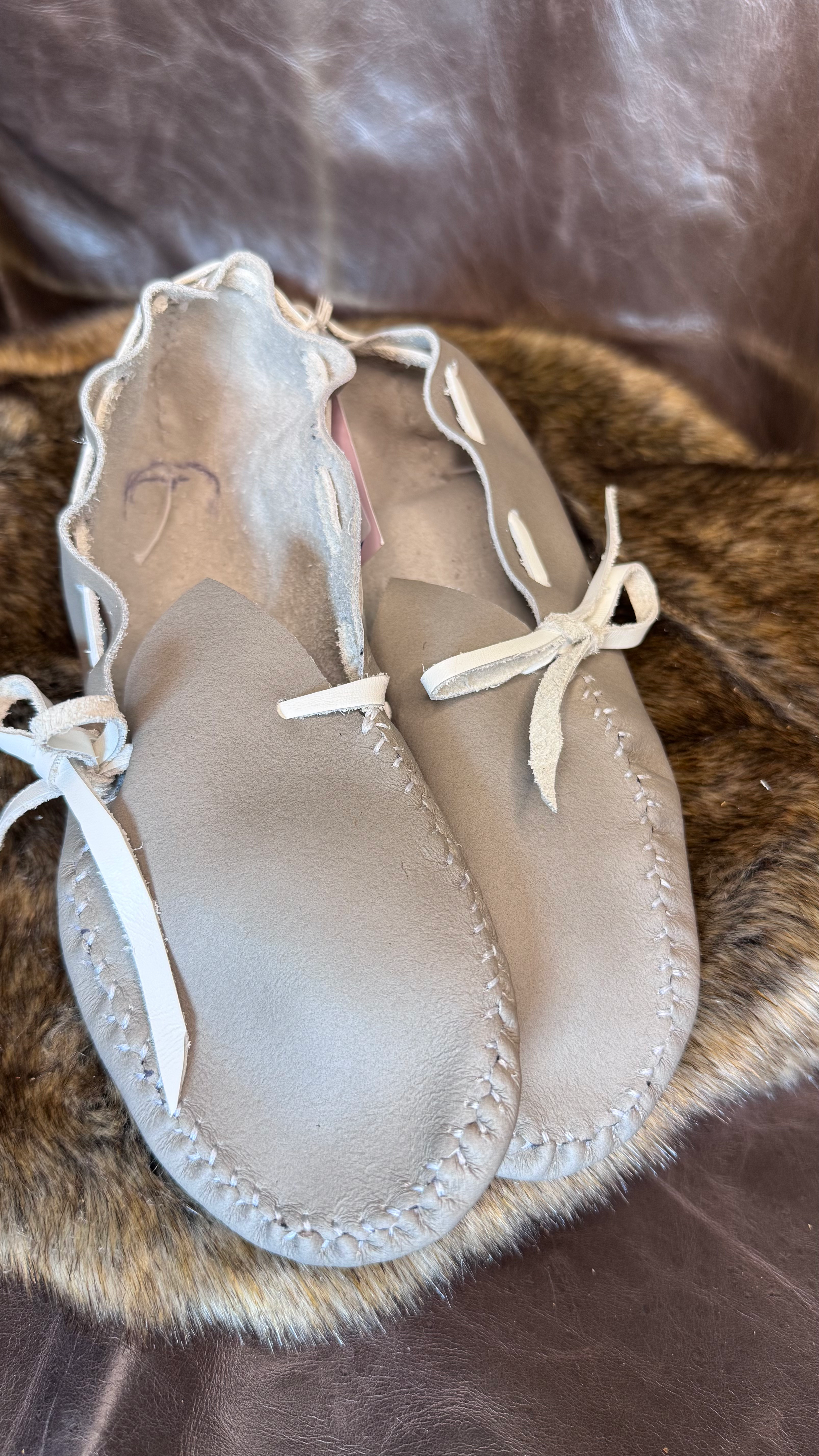 Adult Moccasin-TAN & WHITE