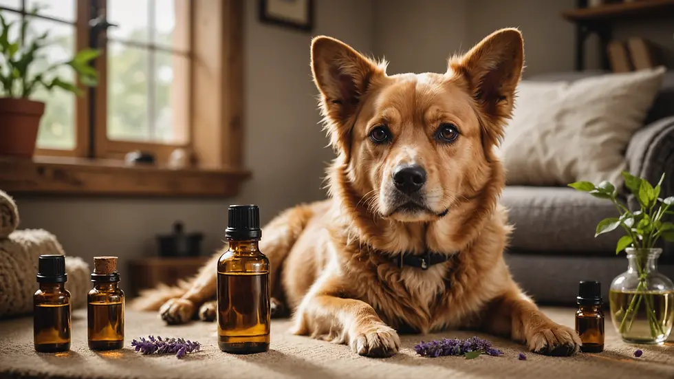 A dog enjoying a holistic treatment with essential oils