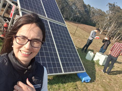 On the Hills of Gold Wind Farm Site, checking wind measurement equipment, AU, 2019.