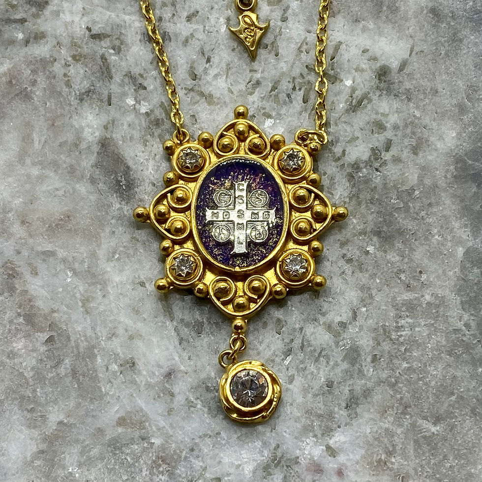 Thumbnail: St. Benedict Cross Gold plated  pendant necklace