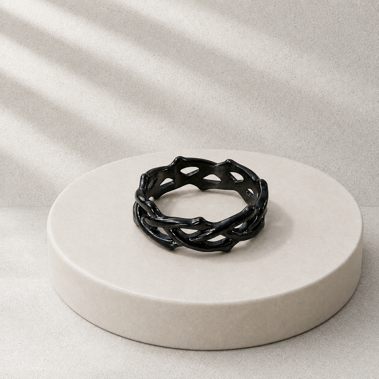 Stainless Steel Black, Crown of Thorns Ring.