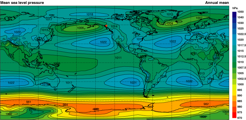 Annual mean sea level pressure