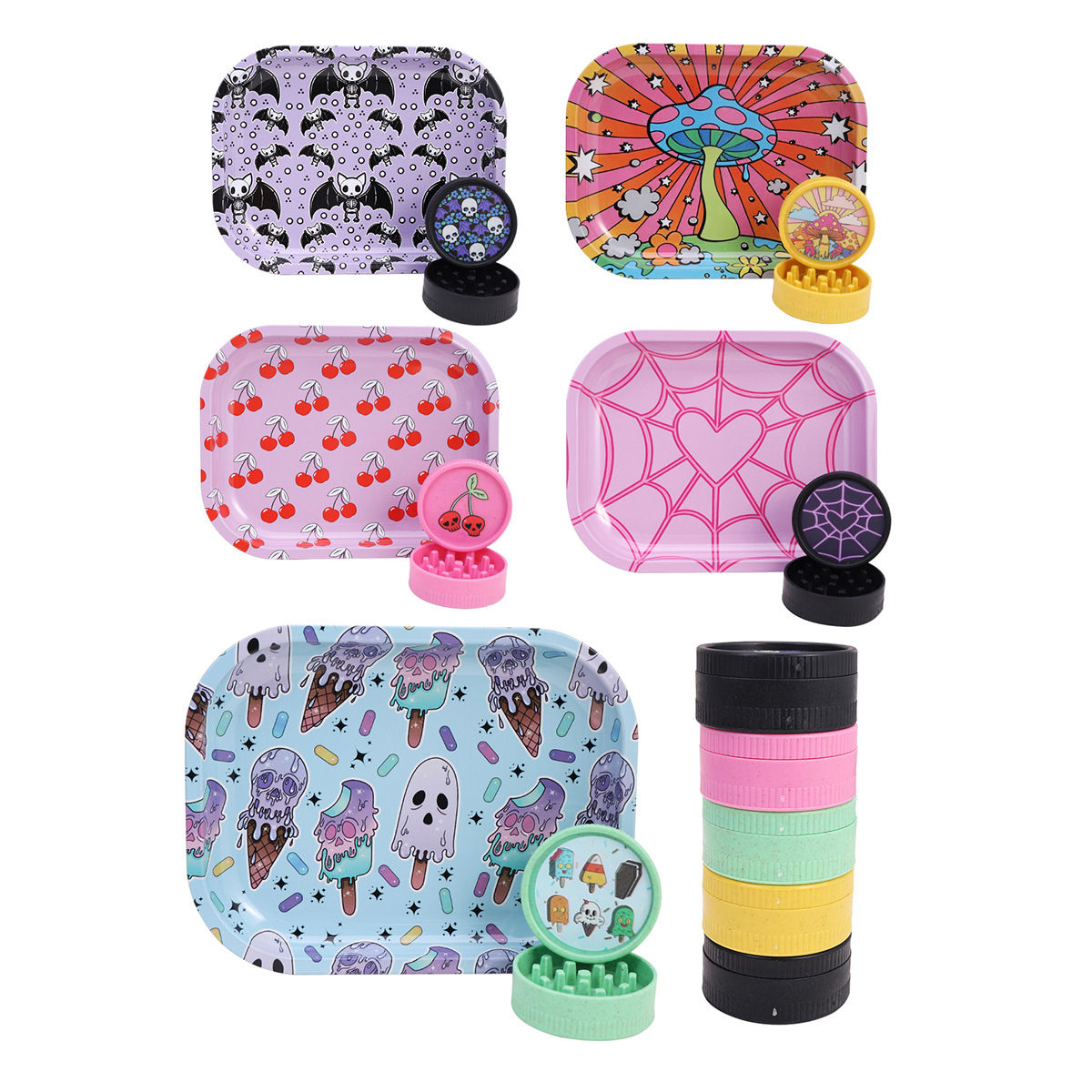 Set of Metal Rolling Tray + Grinder