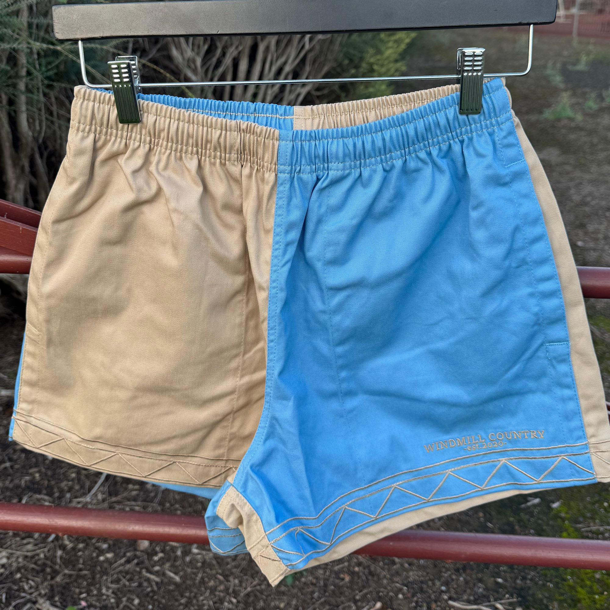 Sand & Blue Stitch Rugby Shorts