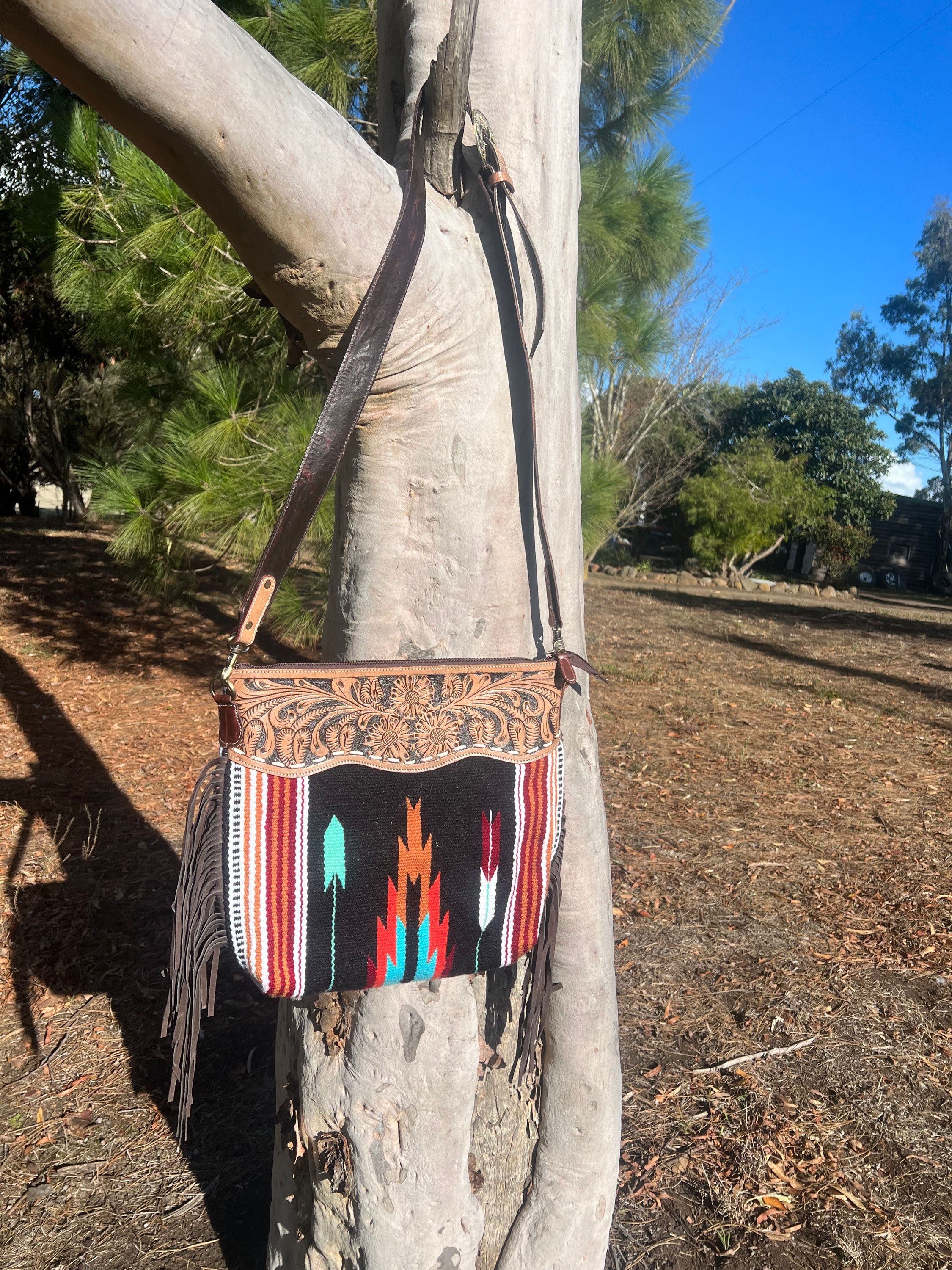 Black Saddle Pad Shoulder Bag