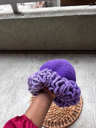 Handmade Crochet Knitted Bucket Hat for Women Teen Outdoor Ruffled Brim Winter C