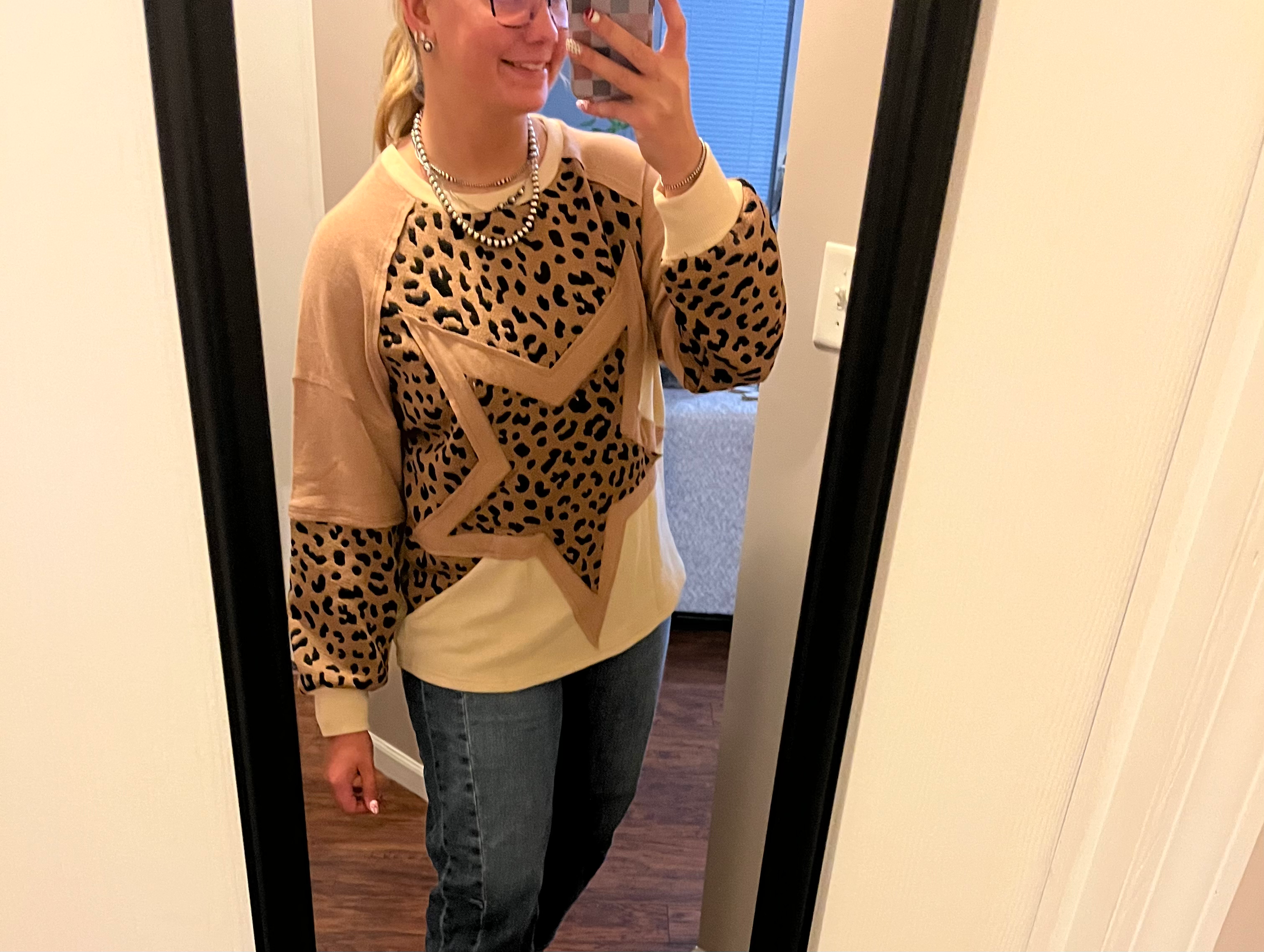 Leopard Star Long Sleeve Top