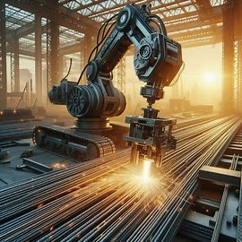 maquina realizando o corte e controle das barras CA50