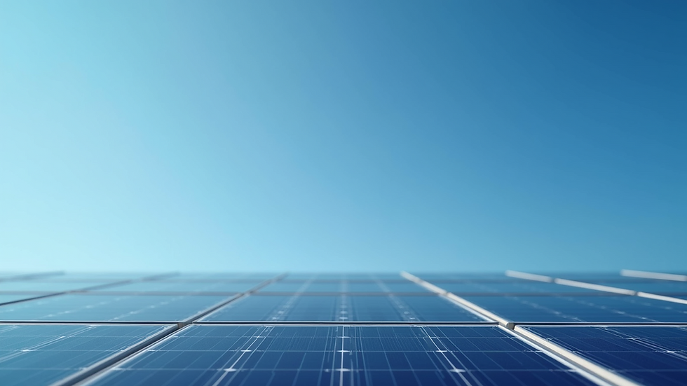 Close-up view of solar panels with clear blue sky