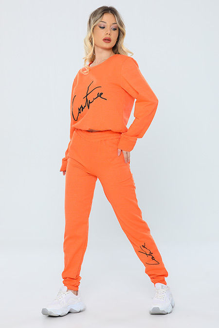 Women's Crew Neck Waist Leg Elastic Tracksuit Set