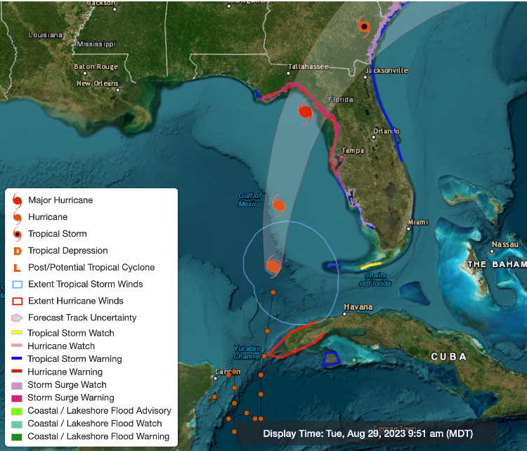 8-29-2023 Idalia forecast track