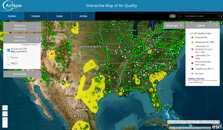 AirNow Interactive Map example