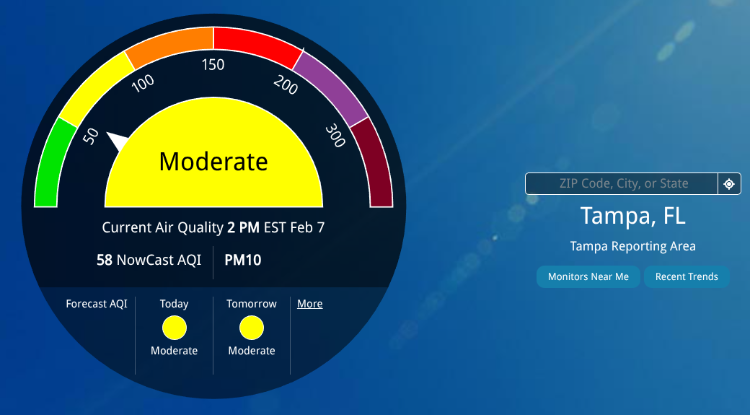 EPA AirNow hourly report example