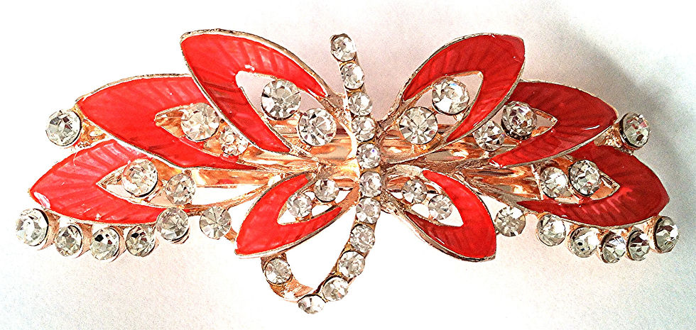 Thumbnail: 1 pc of Enamel Butterfly Design Hair Barrette Large crafted with Rhinestones