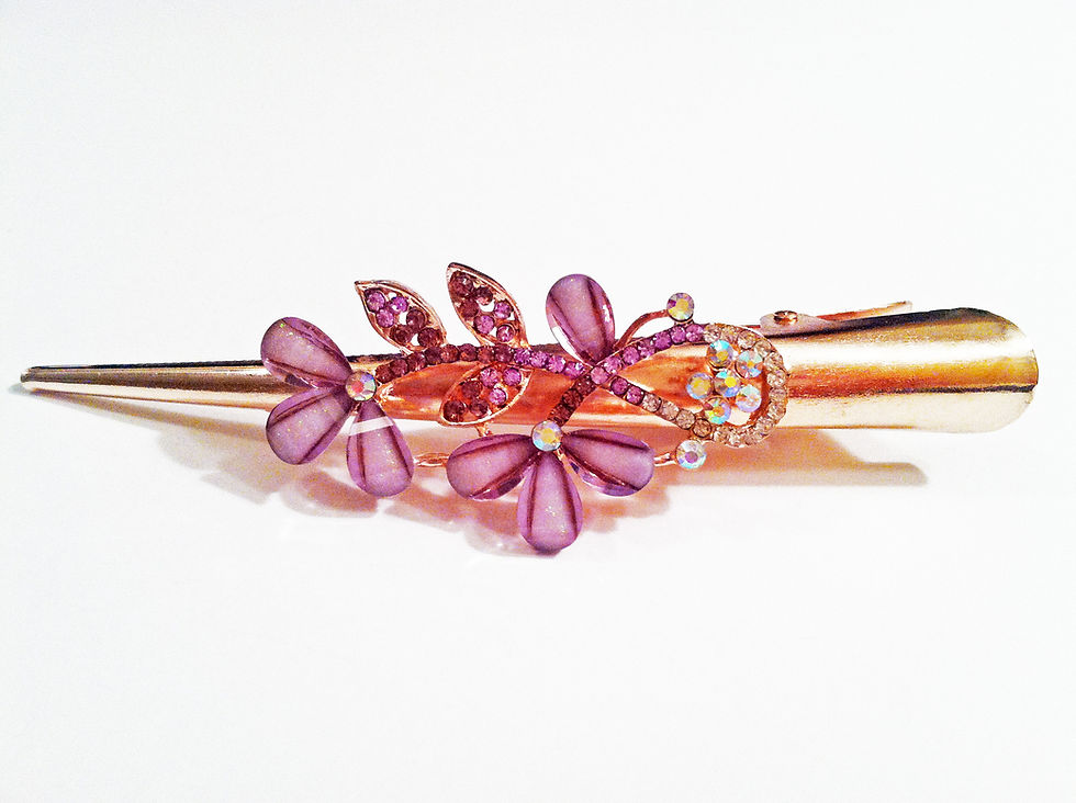 Thumbnail: Leaf Design Hair Clip Crafted with Imitation Crystal Beads and Rhinestones