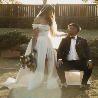 Structured newlywed portraits of bride and groom photographed outdoors after the ceremony