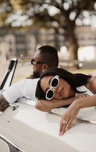 Dallas classic car wedding and engagement photography in downtown