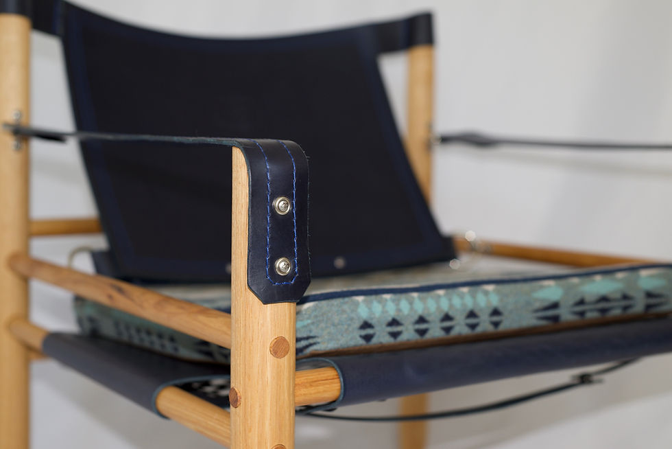 Thumbnail: Navy blue Pendleton safari chair