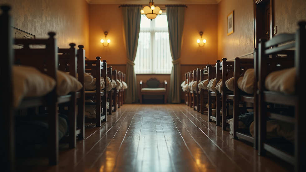 Eye-level view of a cozy shelter room prepared for veterans