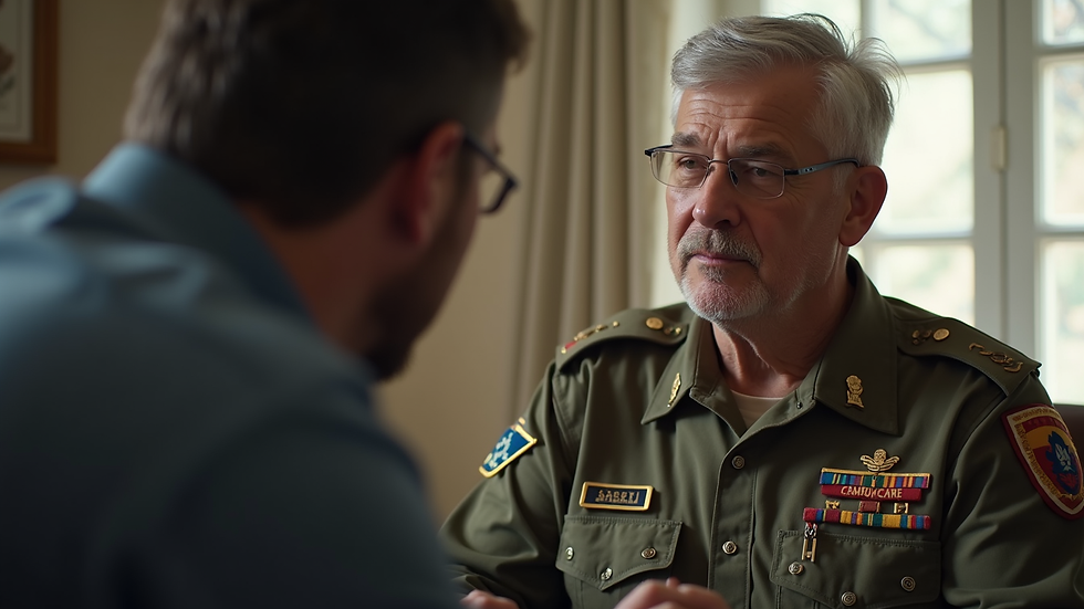 Close-up view of a veteran receiving counseling support