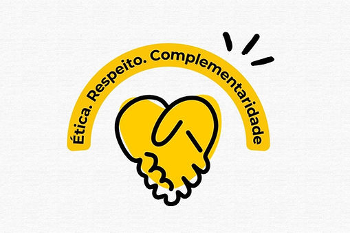 Ilustração de duas mãos formando um coração, simbolizando ética, respeito e complementaridade entre terapias integrativas, psicologia e psiquiatria, com a mensagem “Cuidar não é competir. Há espaço para todos”.