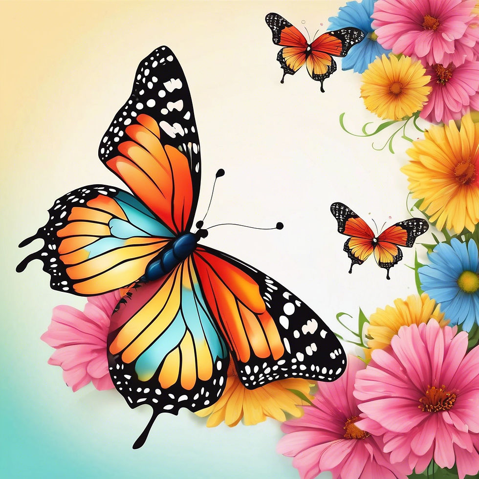 Multiple Colorful Butterflies
