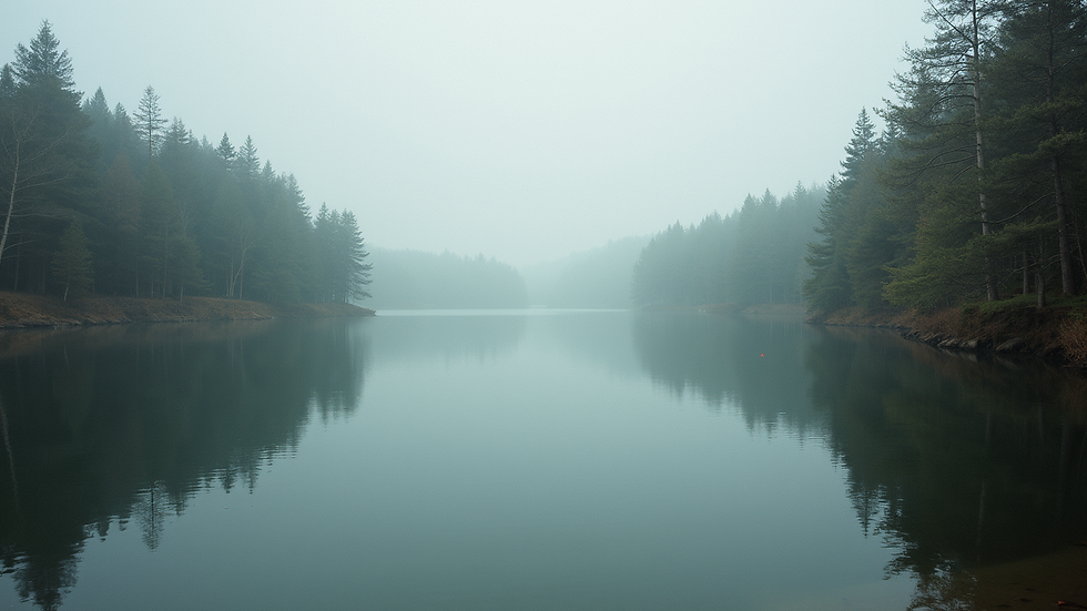 Eye-level view of a peaceful lake amidst trees