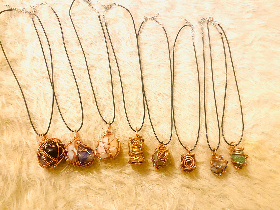 Thumbnail: Citrine and Rose Quartz Dual Copper Necklace