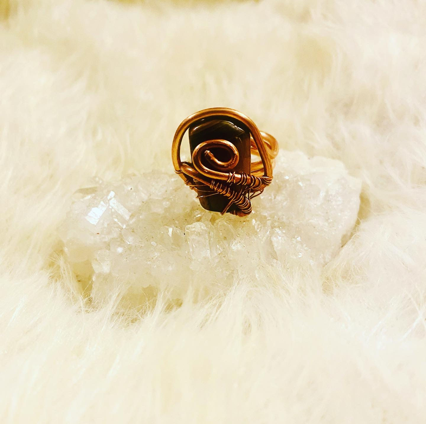 Tiger Eye Copper Ring (Adjustable)