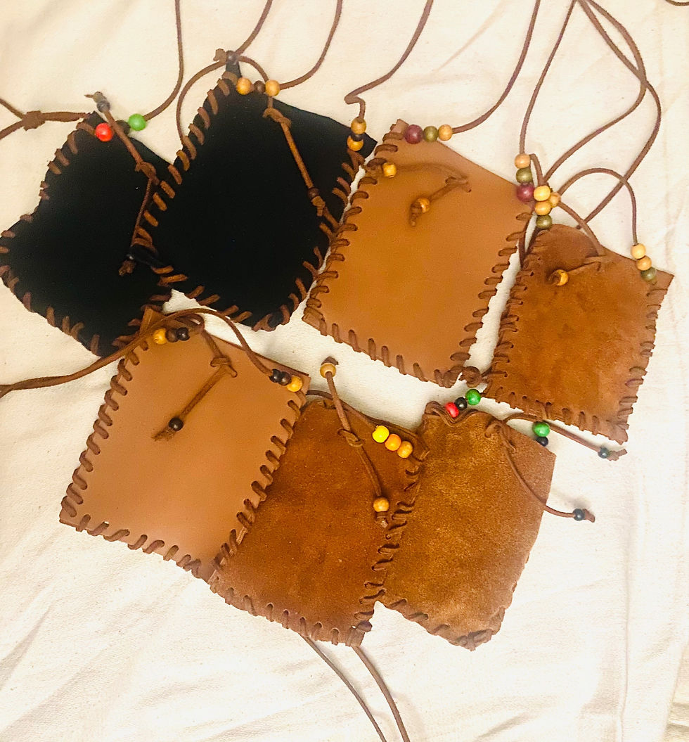 Thumbnail: Black Suede Medicine Pouch 5.5 inches 
