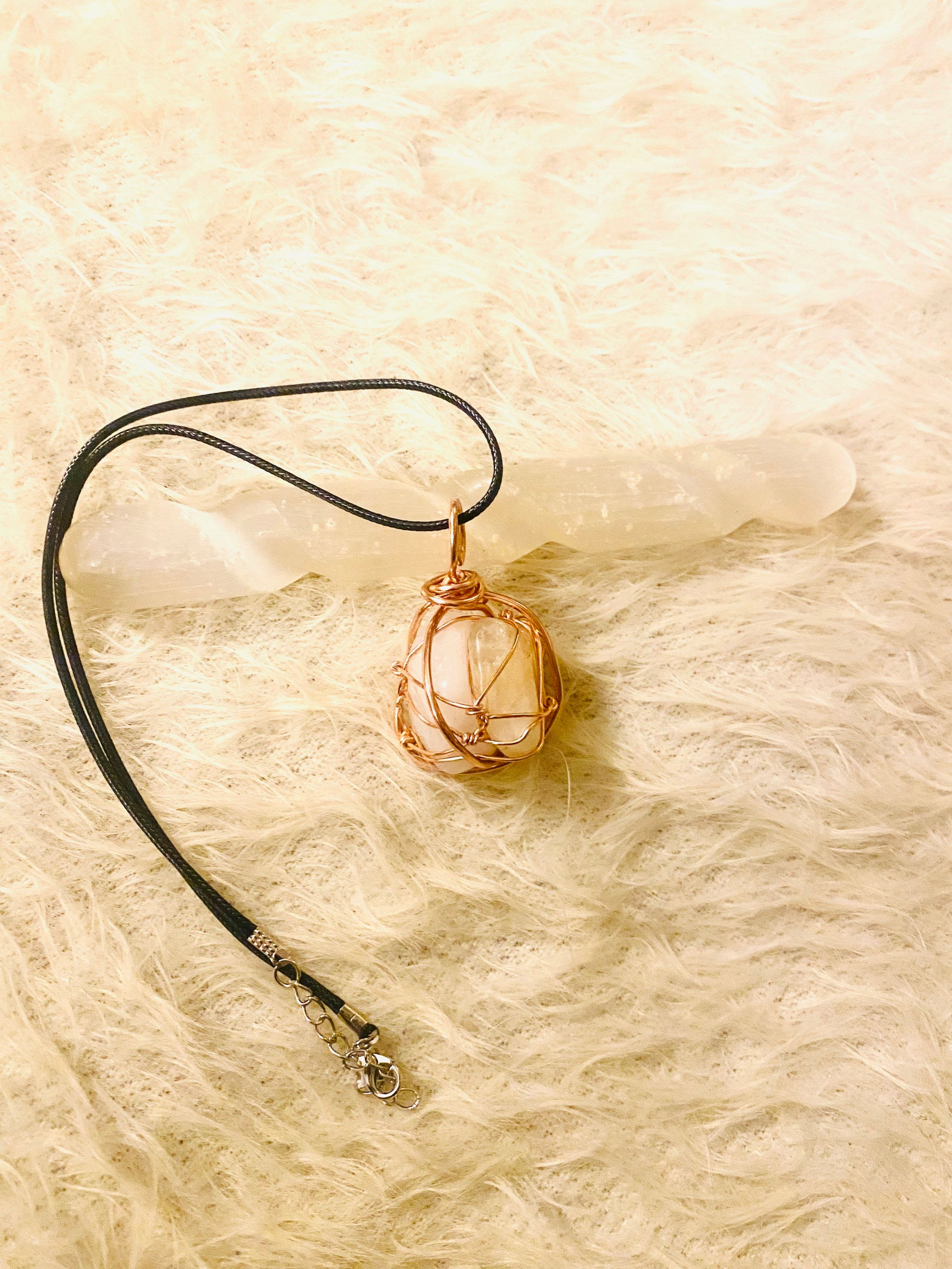 Citrine and Rose Quartz Dual Copper Necklace