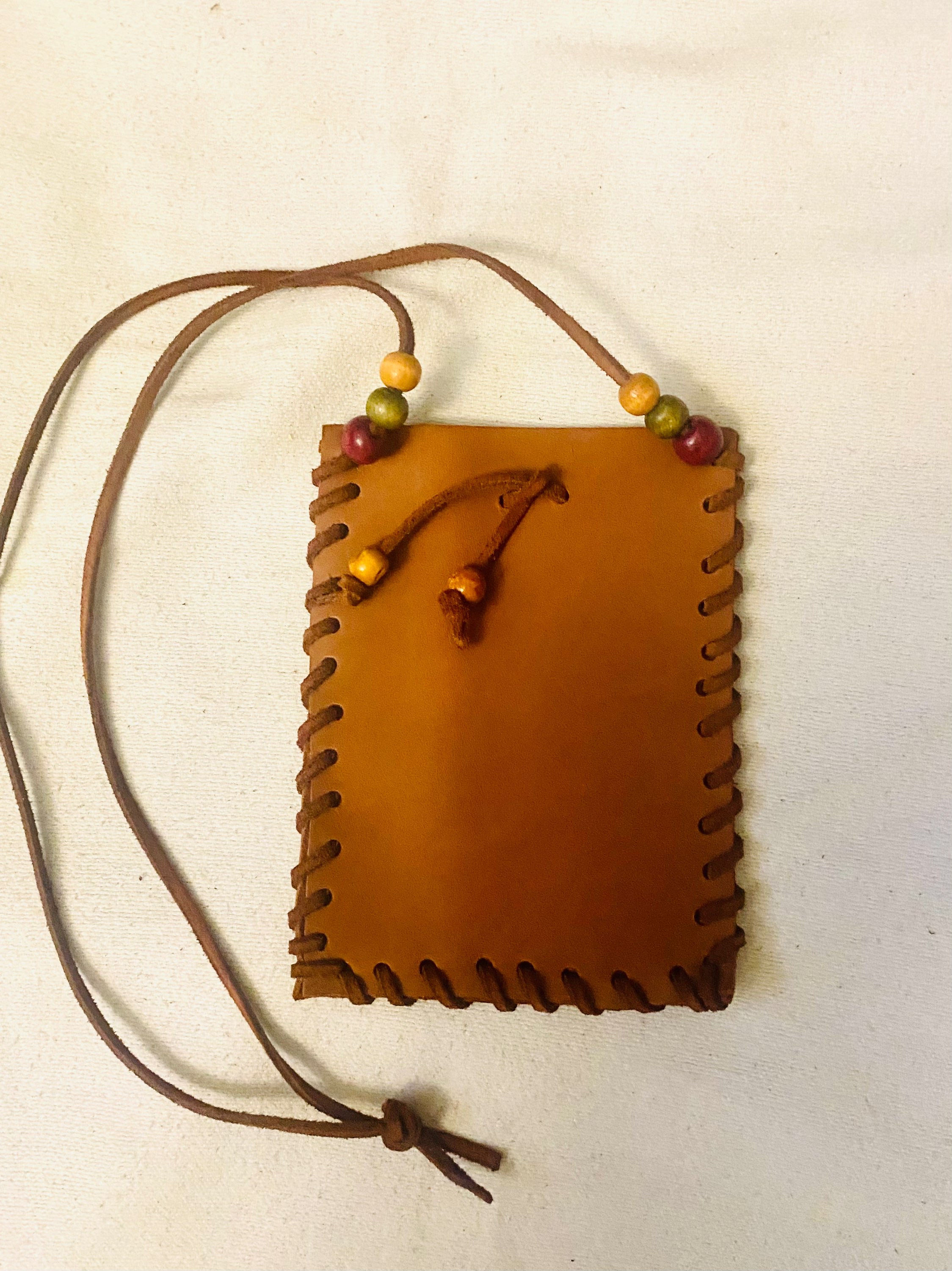Tan Leather Medicine Pouch 6 inches 