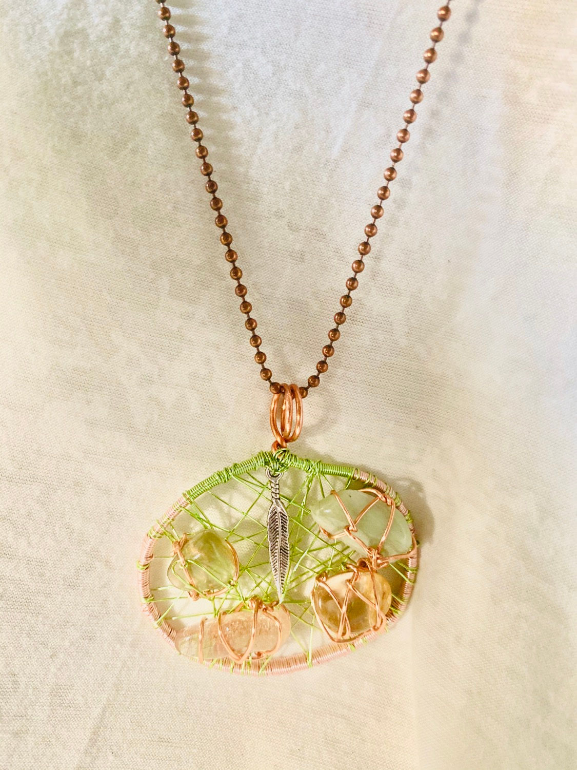 MisManage Neon Copper Feather Pendant