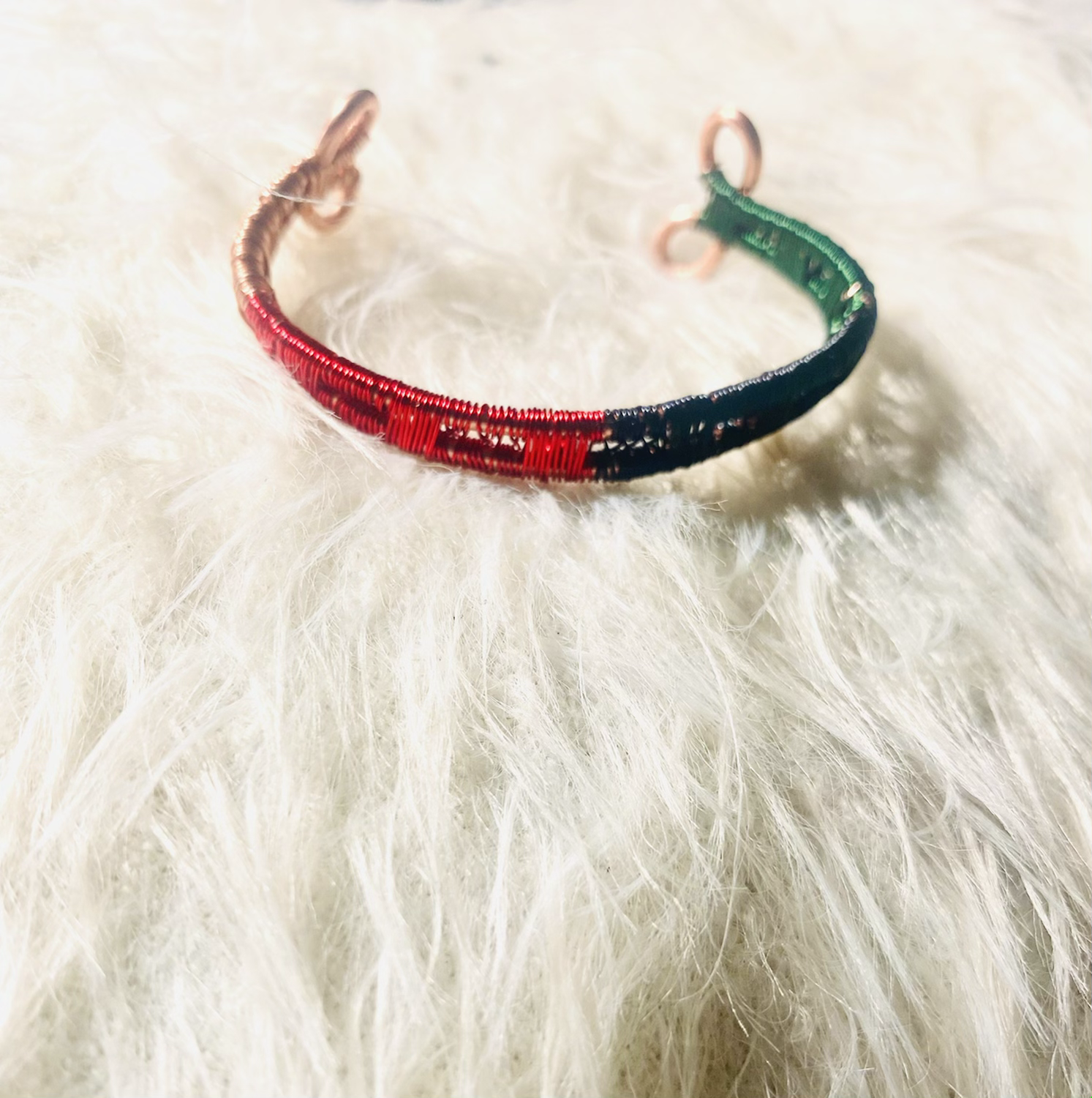 RBG (Red,Black,Green) Copper Bracelet (Sz 6 in)