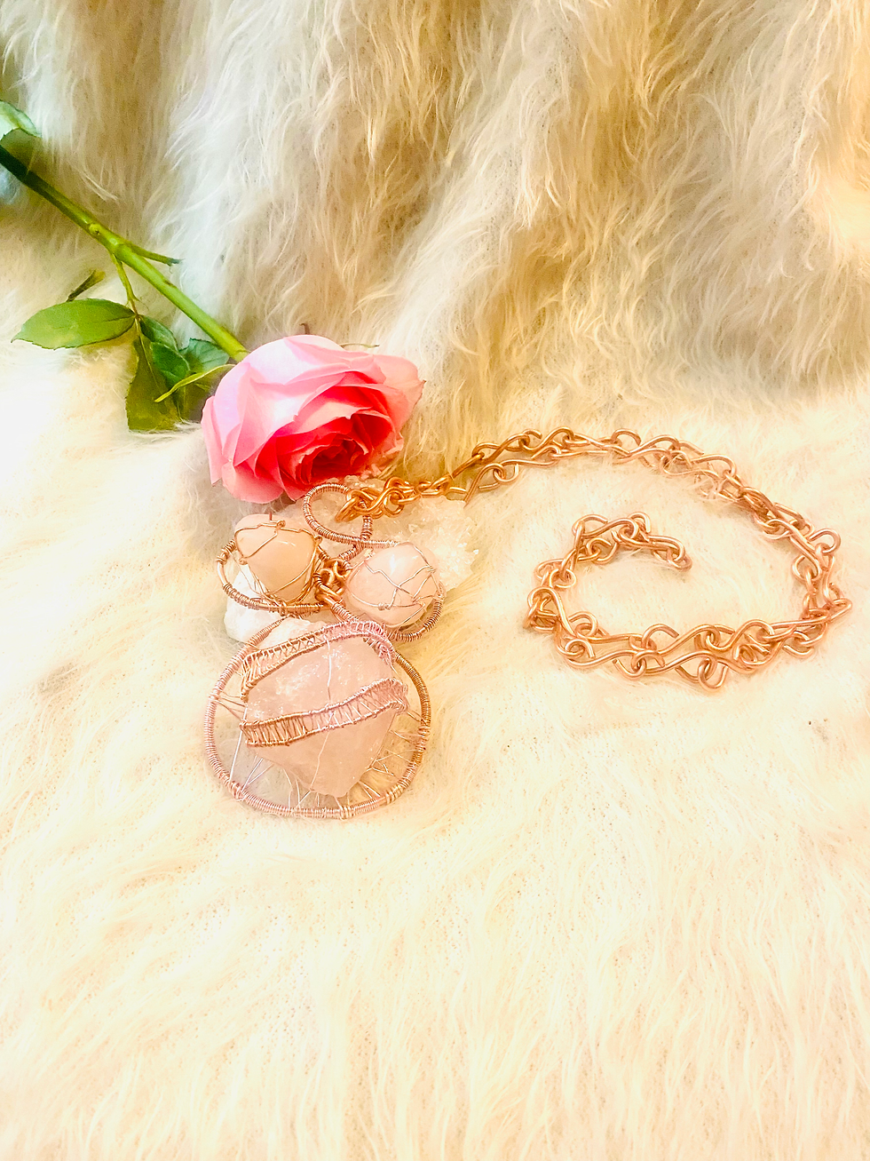 Thumbnail: Royal Line|Rose Quartz Triple Threat Copper Pendant